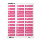 Koraalroze hart, dieper roze achtergrond etiket (Full Sheet)