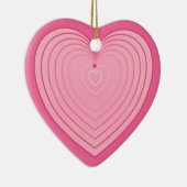 Koraalroze hart, dieper roze achtergrond keramisch ornament (Rechts)