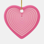 Koraalroze hart, dieper roze achtergrond keramisch ornament (Achterkant)