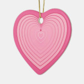 Koraalroze hart, dieper roze achtergrond keramisch ornament (Links)