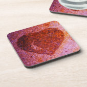 koraalroze hart drankjes onderzetter (Linkerzijde)