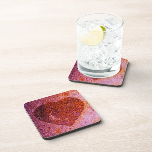 koraalroze hart drankjes onderzetter (Rechterzijde)