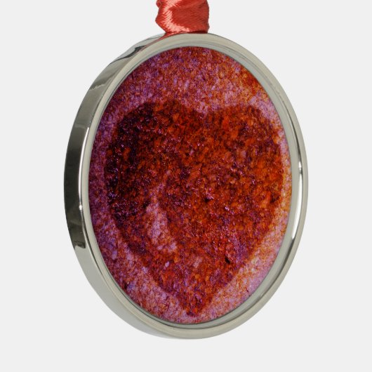 koraalroze hart metalen ornament (Rechts)