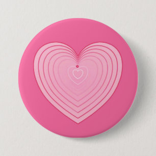 Koraalroze hart op een diepe roze achtergrond ronde button 7,6 cm