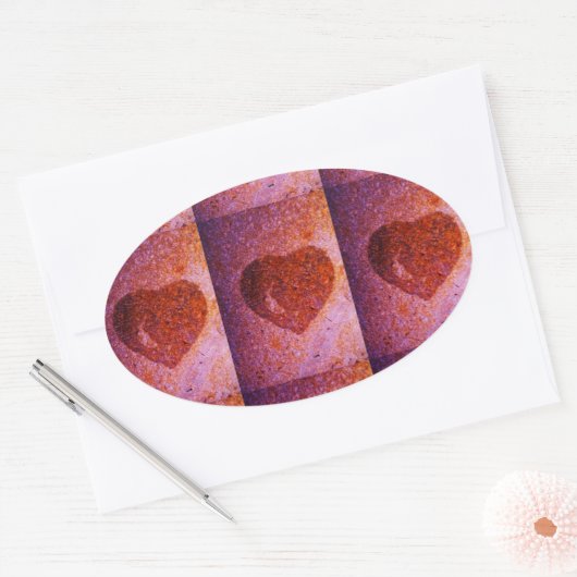 koraalroze hart ovale sticker (Envelop)