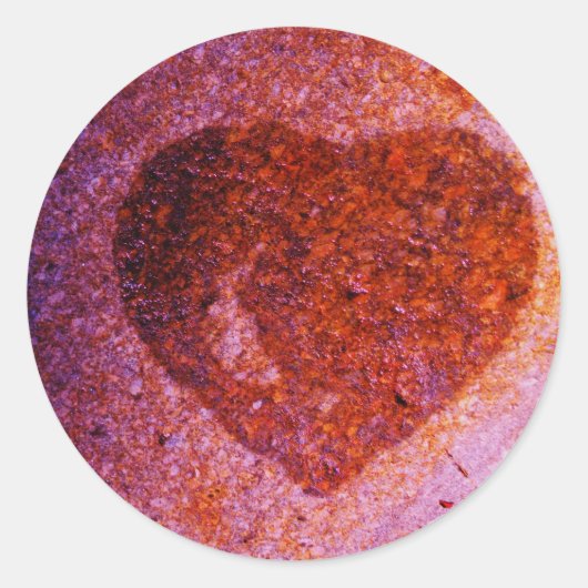 koraalroze hart ronde sticker (Voorkant)