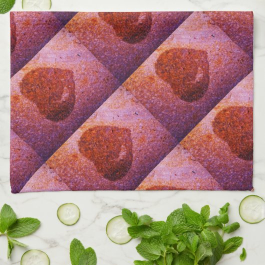 koraalroze hart theedoek (Gevouwen)