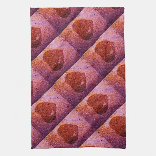 koraalroze hart theedoek (Verticaal)