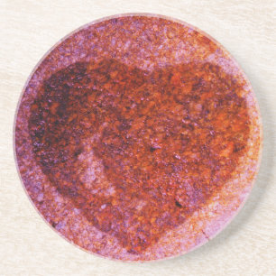 koraalroze hart zandsteen onderzetter