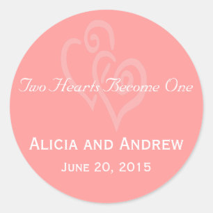 Koraalroze harten bruiloft voor tovenaars ronde sticker