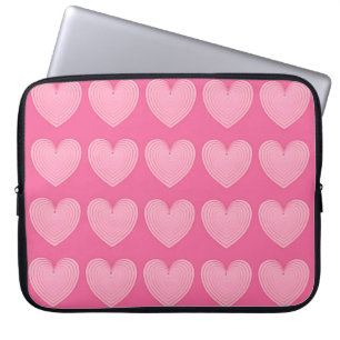 Koraalroze harten, dieper roze achtergrond laptop sleeve