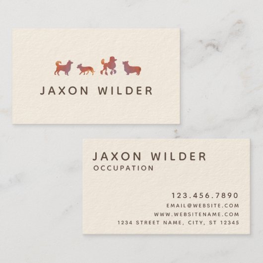 Koraalroze hond Silhouette Cloud Sunset Minimale Visitekaartje (Voorkant / Achterkant)