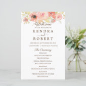 Koraalroze Huwelijksprogramma Papierblad (Staand voorkant)