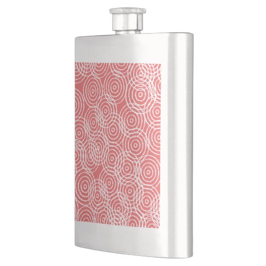 Koraalroze Ikat overlappende cirkels geometrisch p Flacon (Links)