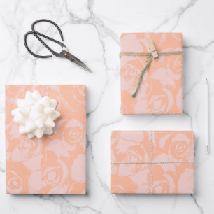 Koraalroze illustratie Botanisch patroon  Inpakpapier Vel