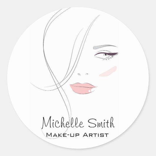 Koraalroze lippen vormen het merk kunstenaar ronde sticker (Voorkant)