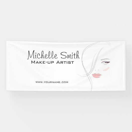 Koraalroze lippen vormen het merk kunstenaar spandoek (Horizontaal)