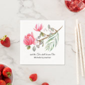 Koraalroze Magnolia Floral Inspirerend bruiloft Servet (Insitu)