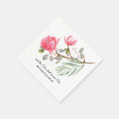 Koraalroze Magnolia Floral Inspirerend bruiloft Servet (Hoek)