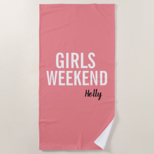 Koraalroze Meisjesweekend Strandhanddoek Strandlaken