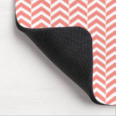 Koraalroze met Blauwgroen Chevron Pattern Muismat (Hoek)