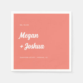 Koraalroze Minimalistische Script Bruiloft Servet