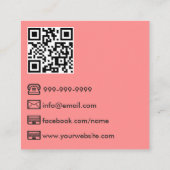 Koraalroze moderne fotograaf QR-code Vierkante Visitekaartje (Achterkant)