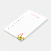 Koraalroze monogram en zonnebloemen post-it® notes (Schuin)