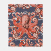 Koraalroze  Octopus Zee creatinatie Fleece Deken (Voorkant)