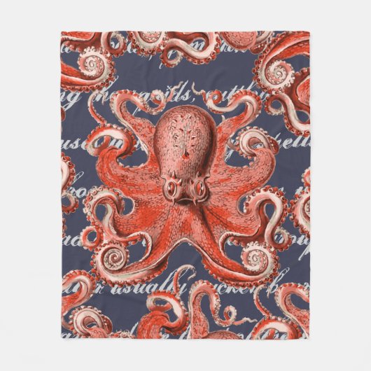 Koraalroze  Octopus Zee creatinatie Fleece Deken (Voorkant)
