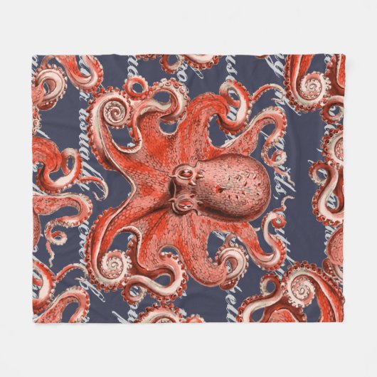 Koraalroze  Octopus Zee creatinatie Fleece Deken (Voorkant (Horizontaal))