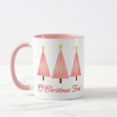Koraalroze Ombre Patroon Moderne Kerstbomen Mok (Links)
