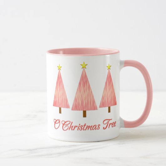 Koraalroze Ombre Patroon Moderne Kerstbomen Mok (Rechts)