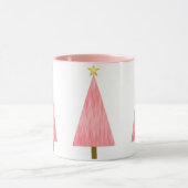 Koraalroze ombre Retro Moderne kerstboom Mok (Midden)