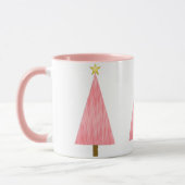 Koraalroze ombre Retro Moderne kerstboom Mok (Links)