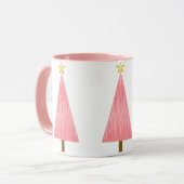 Koraalroze ombre Retro Moderne kerstboom Mok (Voorkant links)