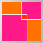 Koraalroze Oranje vierkantjes Poster (Voorkant)