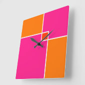 Koraalroze Oranje vierkantjes Vierkante Klok (Hoek)