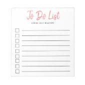 Koraalroze penseel met letters om lijst te doen notitieblok (Voorkant)