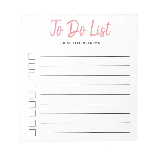 Koraalroze penseel met letters om lijst te doen notitieblok (Voorkant)