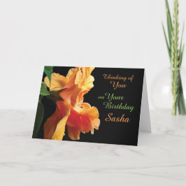 Koraalroze, Perzik Oranje Hibiscus Bloem Verjaarda Kaart