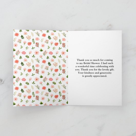 Koraalroze rode rozen Floral Vrijgezellenfeest Bedankkaart (Binnen)