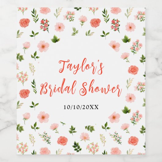 Koraalroze rode rozen Floral Vrijgezellenfeest Wijn Etiket (Enkel label)