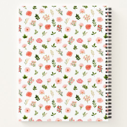 Koraalroze rode rozen Floral Weddenschap Notitieboek (Achterkant)