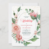 Koraalroze Roos Floral Weddenschap Kaart (Voorkant)