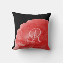 Koraalroze Rose Petals Monogram 16 inch Square Pil Kussen