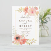 Koraalroze roze en gouden Lijst Kaart (Staand voorkant)