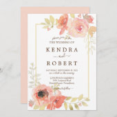 Koraalroze roze en gouden Lijst Kaart (Voorkant / Achterkant)