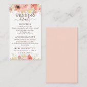 Koraalroze rozen en goudbladeren Weddenschap Informatiekaartje (Voorkant / Achterkant)