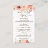 Koraalroze rozen en goudbladeren Weddenschap Informatiekaartje (Voorkant)